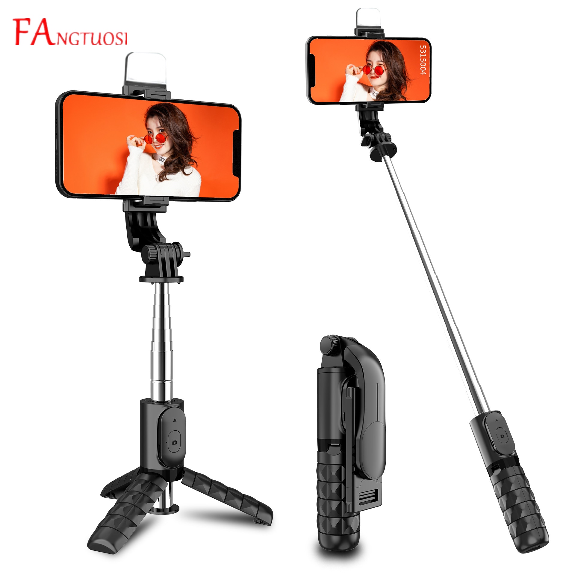 FANGTUOSI 2022 Mini Selfie Stick Bluetooth Tripod Monopod With Wireless Remote 360 Rotation Foldable stand For Phones