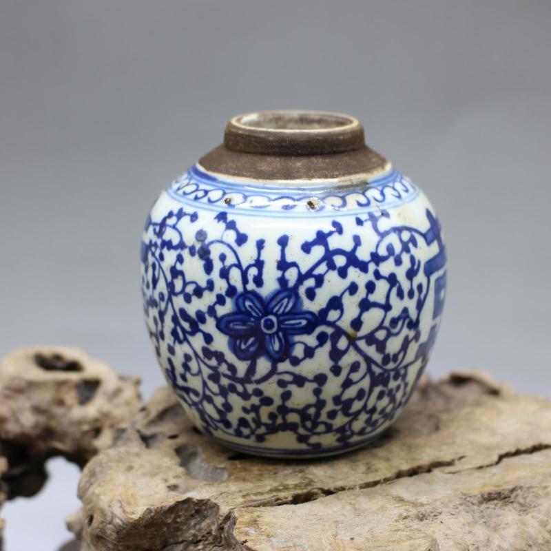 Chinese Oude Porselein Blauw En Wit Porselein Dubbele Gelukkig Blikjes Home Decor Collectie Ornamenten