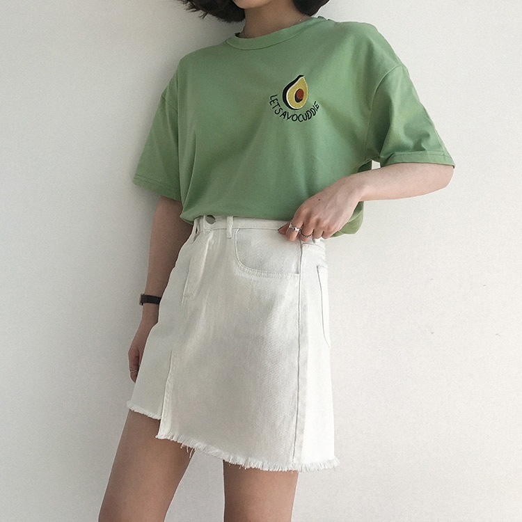 Sød avocado broderi kortærmet t-shirt kvinder sommer lille frisk t-shirt harajuku t-shirt femme top