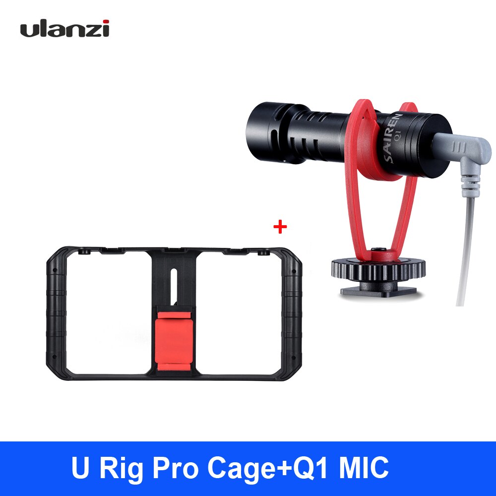 Ulanzi U-Rig Pro 3 Schoen Handheld Smartphone Video Rig Film Vlogging + Mic + VL49 Mini Licht + MT-08 Mini Statief Voor Iphone Samsung: U-Rig Pro Q1MIC