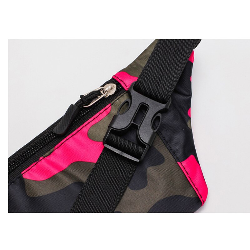 Roze Tas Vrouwen Camouflage Sport Tas Running Waterdichte Heuptas Outdoor Sport Leisure Messenger Heuptas Met Oortelefoon Gat
