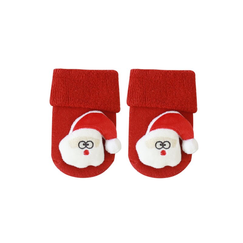 Calzini per bambini di natale albero babbo natale calzini da pavimento in cartone animato 3D calzino invernale suola antiscivolo per accessori per abbigliamento da bambino per bambina: Santa Claus / 6m