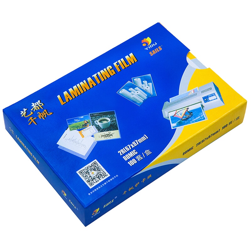 2R(67X97mm) 80MIC película de laminación para laminador tarjeta de certificación de 3 pulgadas Foto película 100 unids/pack