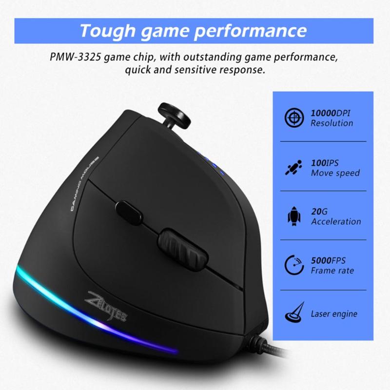 ZELOTES C-18 Vertikale Spielen Maus 10000 DPI Programmierbare 11 Tasten USB Verdrahtete RGB Optische Fernbedienung Maus Gamer Mäbenutzen Für Laptop PC