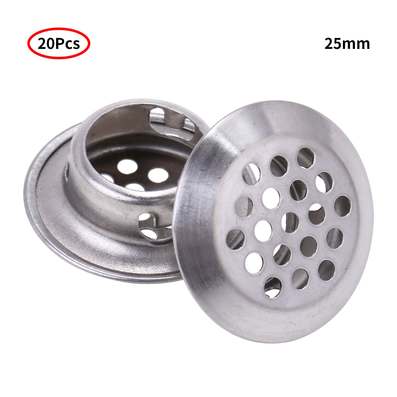 20Pcs Air Circular Vents 35/29/25/19mm Circular Soffit Vent Stainless Steel Round Vent Mesh Hole Louver for Kitchen Bathroom: 25mm