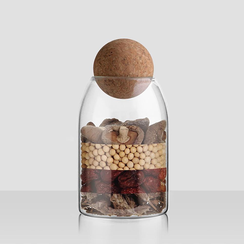 Pots à épices Borosilicate Transparent verre sans plomb scellé boîte de stockage réservoir de stockage de Grains pot liège thé conteneurs réservoir