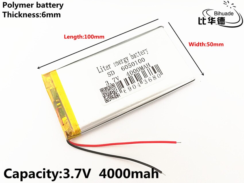 1 stks/partij 3.7 V 4000 mAh 6050100 Lithium Polymeer LiPo Oplaadbare Batterij Voor PSP GPS DVD