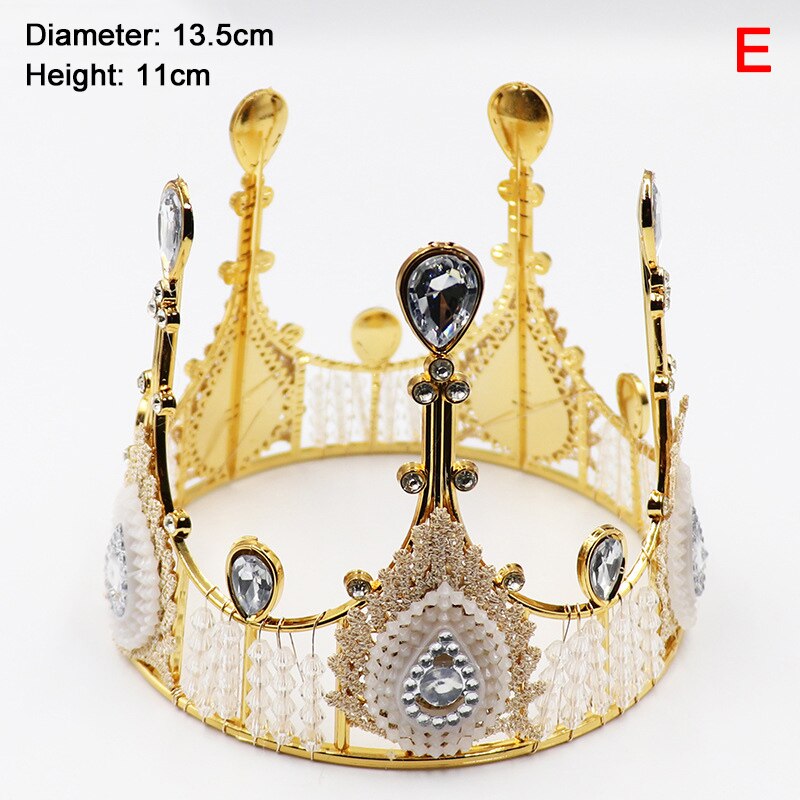 Round Crown Cake Topper Decoration Wedding Cake Queen Tiaras Princess Home Birthday Cake Decorative Party Supplies: Light Grey