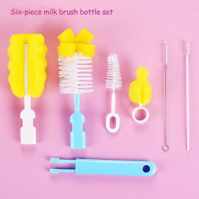 Zes Stuk Baby Fles Borstel Set Cup Borstel Spons Fles Schoonmaken Tool Baby Fles Schoonmaken Product Baby Care