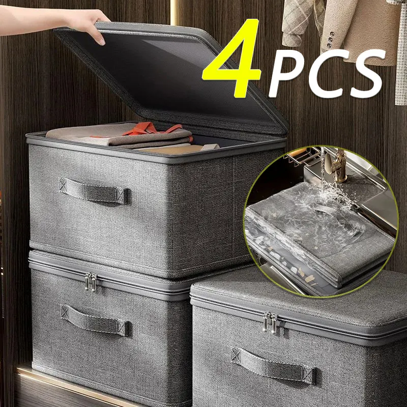 Boîte de rangement pour vêtements avec fermeture éclair, sac de rangement pliable de grande capacité pour vêtements et couettes, organisateur de garde-robe, boîte de rangement pour sous-vêtements