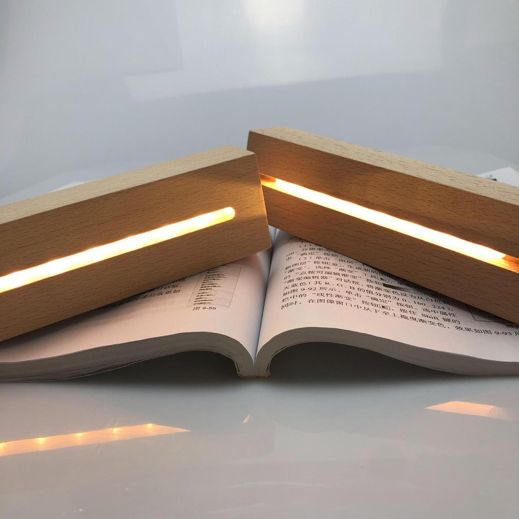Lamp Acryl Lichtgevende Base Led Beukenhout Strip Nachtlampje Diy Houten Lamphouder Rechthoekige Lichten Houten Lichtgevende Lamp