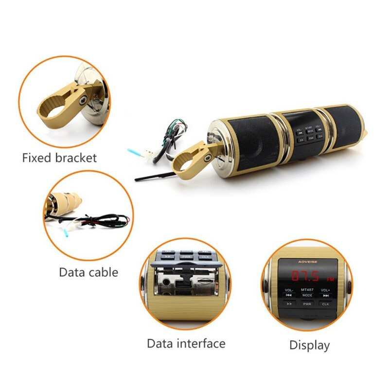 Wasserdichte Motorrad MP3 Player Bluetooth Lautsprecher Audio FM Radio Sound System Stereo Musik USB Lenker Audio Verstärker