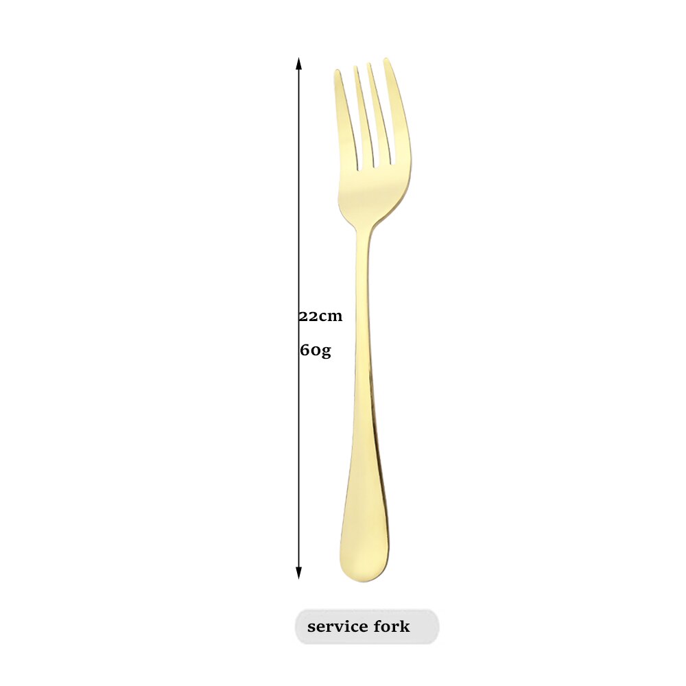 Drmfiy Mirror Dinnerware Dinner Public Fork Restaurant Stainless Steel Distributing Fork Buffet Serving Fork Accessories Tools: 1Pcs champagne