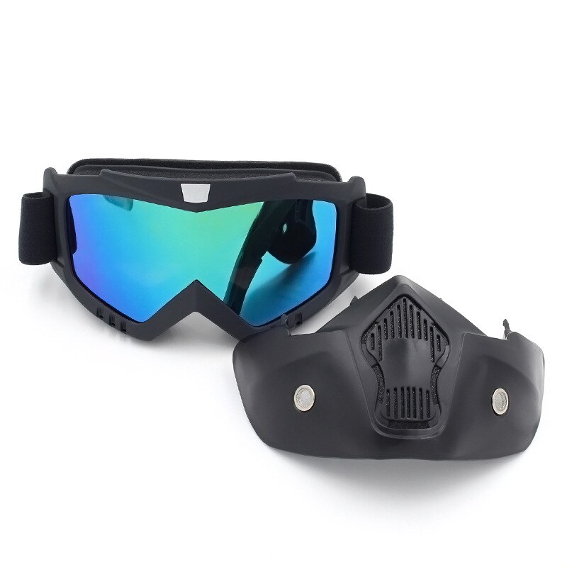 Máscara de polvo de cara de motocicleta desmontable gafas de Motocross Filtro de boca para Cafe Racer Modular Open Face Moto Vintage cascos