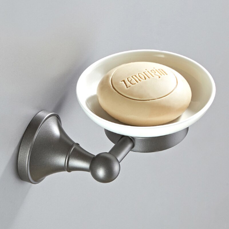 Grey Bathroom Hardware Set Brass Wall Mouted Toilet Brush Holder WC Paper Towel Roll Rack Soap Dish Bath Accessories Equipment: soap dish