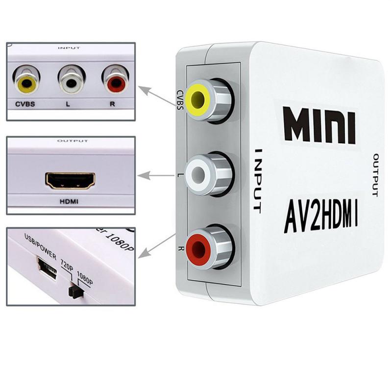 AV to HDMI Video Audio Converter AV2 HDMI RCA to HDMI 1080P Video Audio Converter HDMI Mini AV2HDMI Support Moniter TV