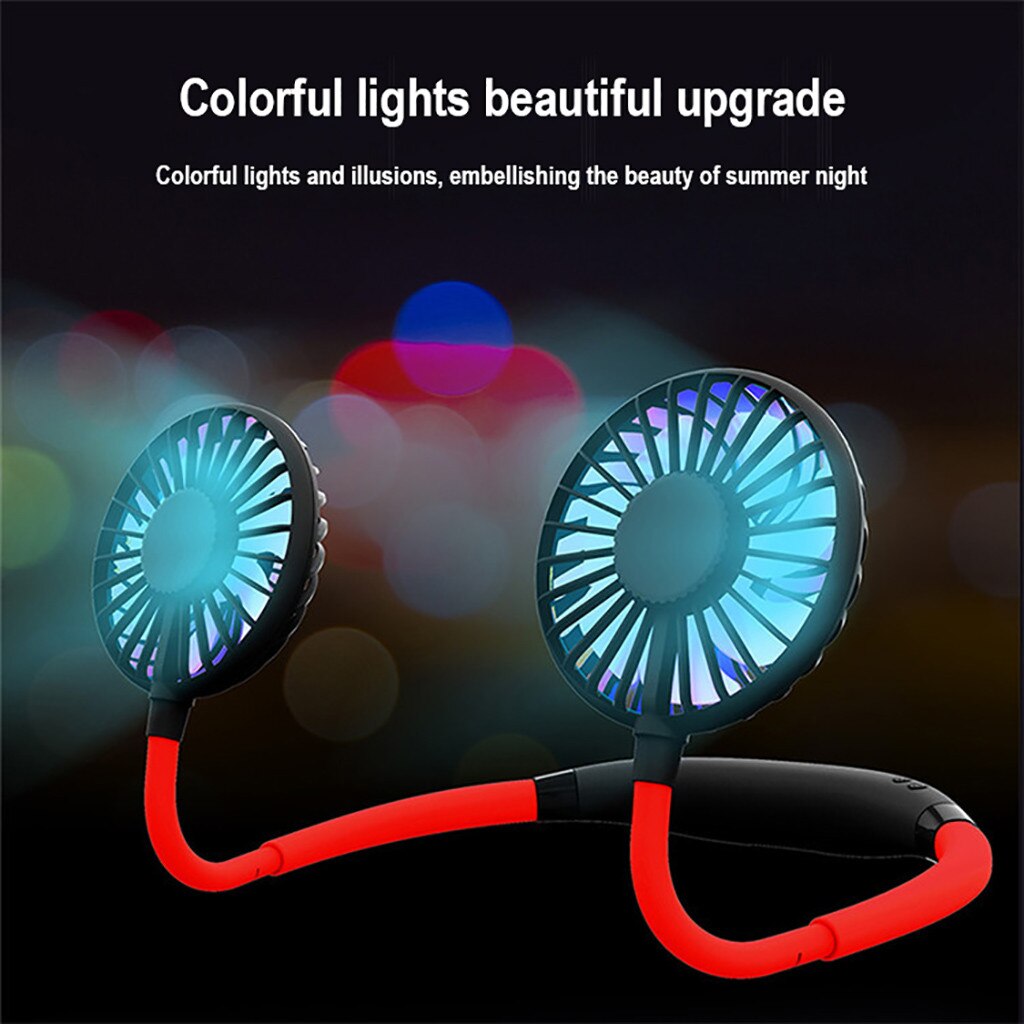 Usb Led Light Rechargeable Neckband Lazy Neck Hanging Style Dual Cooling Colorful Multi-function Mini Neck Hung Headset Shape
