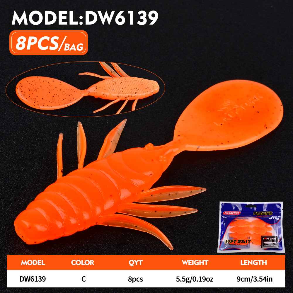 Isca Artificial de Silicone Proberos com Corpo de Peixe e Cauda Plana, 8 Peças/Pacote, Isca de Natação Oscilante de 9CM para Pesca de Esturjão em Água Salgada: Vermelho