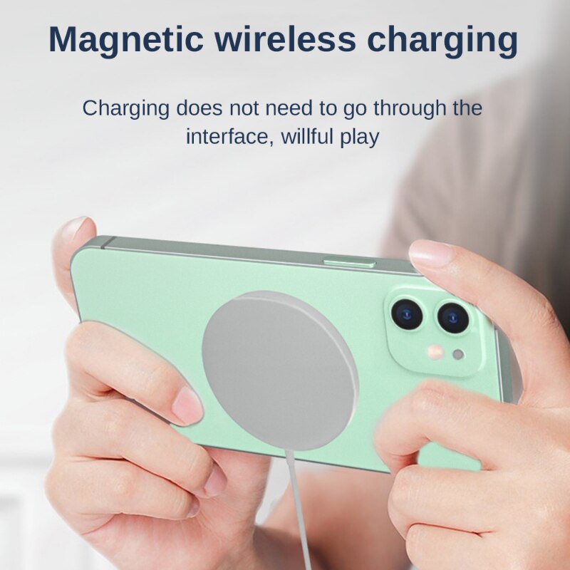 Magnetische Drahtlose Ladegerät mit USB-C Integrierte Kabel Tragbare für praktisch 12 Profi Max 15W Qi Magsafing Schnelle Ladung Pad