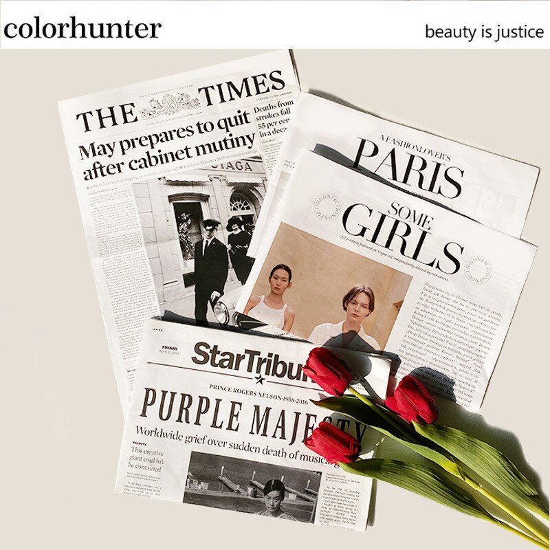 1Pcs Retro Engels Krant Oude Krant Bloem Inpakpapier Foto Props Cosmetische Bakken Voedsel Schieten Decoratie Artikelen