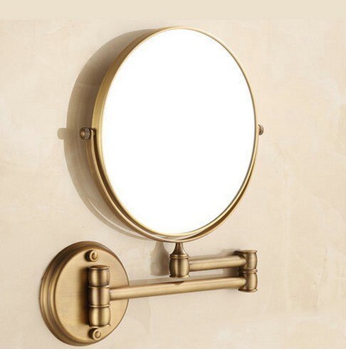 Antique bathroom folding makeup sided mirror retractable folding magnifier beauty mirror Rose gold
