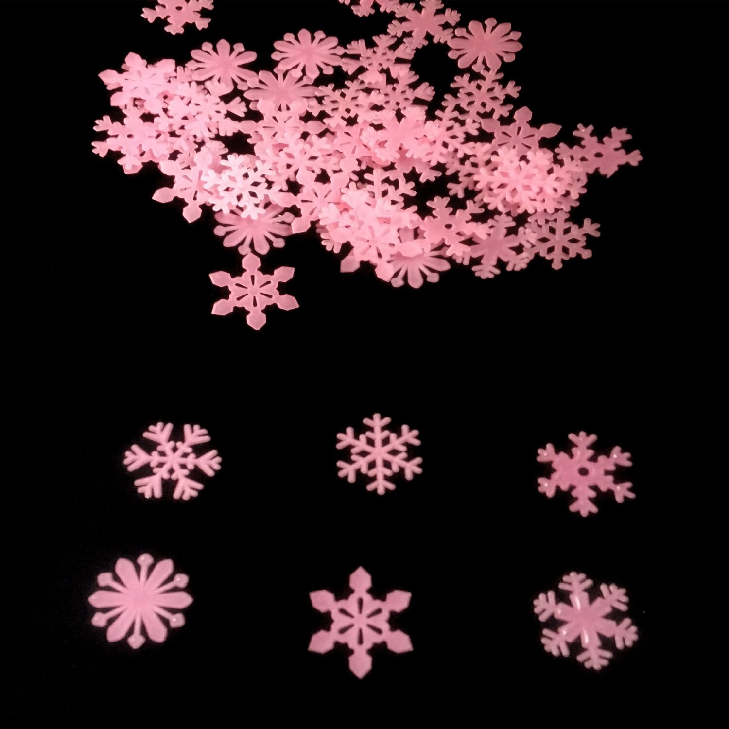 Besegad 50PCS Luminous Glow in the Dark 3D Snowflake Shape Wall Window Decoration Decals Stickers for Home Bedroom