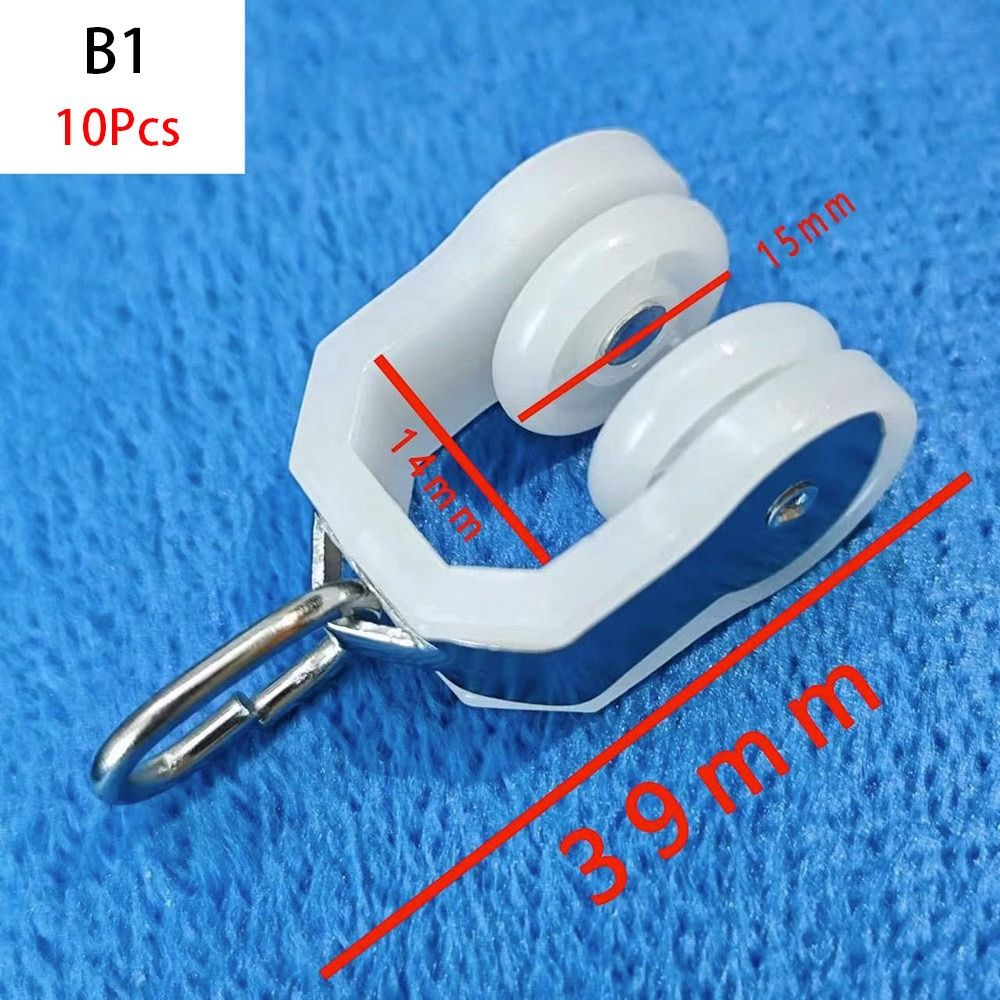 10Pcs Straight Curved Track Rollers Curtain Wheels Rail Curtains Hook Ring Slider Furniture Hardware Curtain Rod Pulley: black