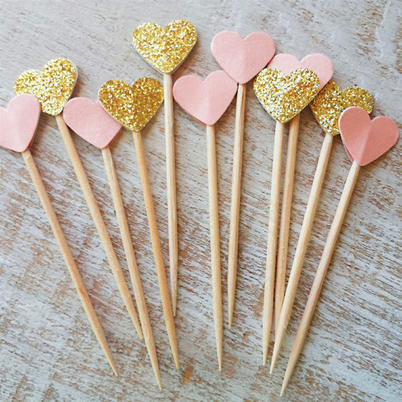 30 pièces/ensemble belle paillettes coeur étoile forme Cupcake Toppers anniversaire fête de mariage décoration gâteau décoration de gâteau nourriture Pi