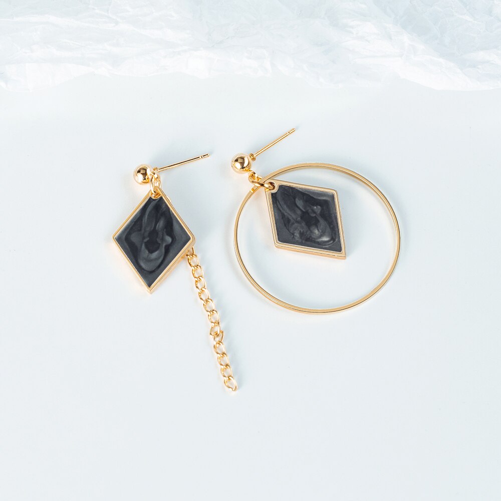 X & P Ronde Dangle Koreaanse Oorbellen Voor Vrouwen Geometrische Ronde Hart Gouden Oorbel Bruiloft Oorbellen sieraden: Black 8