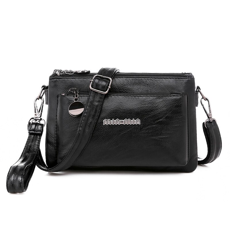 Oude tang casual schoudertassen voor vrouwen multi-pocket rits tas luxe handtassen vrouwen crossbody tassen: Zwart