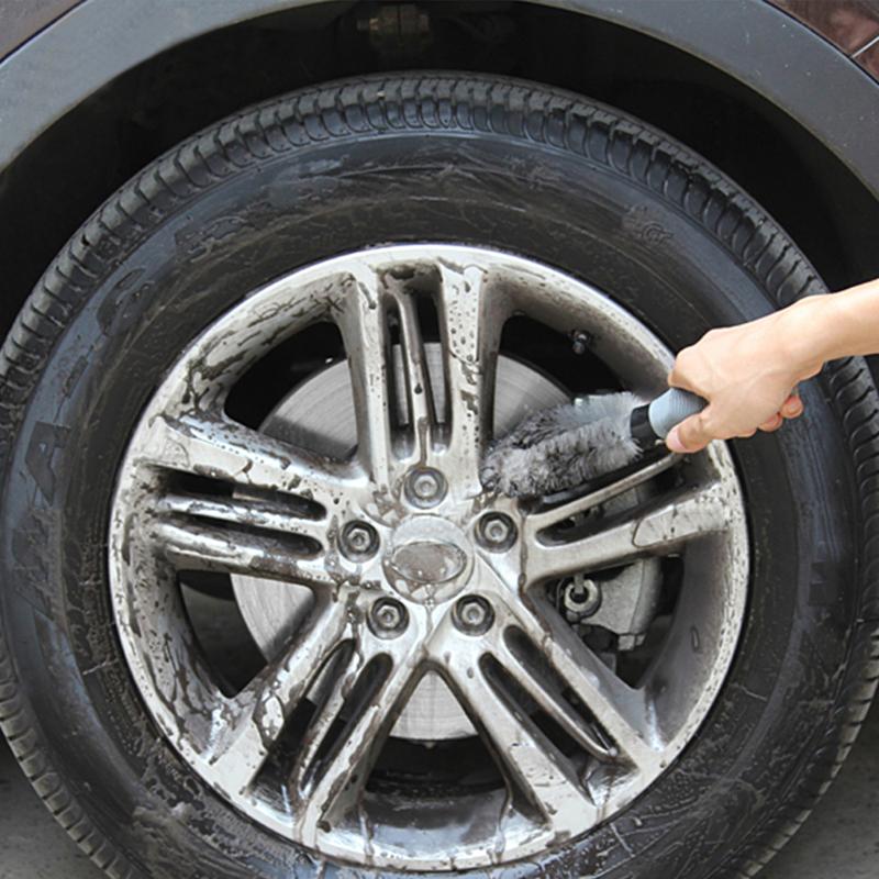 Bilhjulbørste grå bilvask blødt gummigreb billig børste rengøringsmateriel til bilvask børste rengøringsbørste værktøj