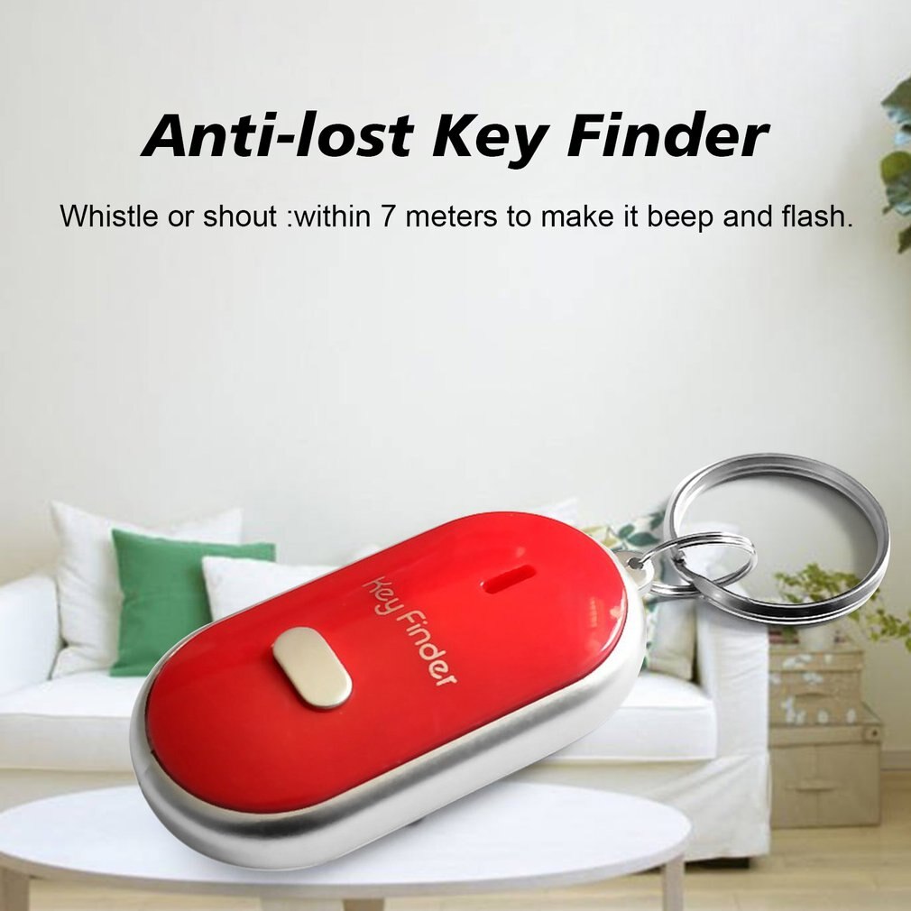 LED Whistle Key Finder Flashing Beeping Sound Control Alarm Anti-Lost Key Locator Finder Tracker with Key Ring