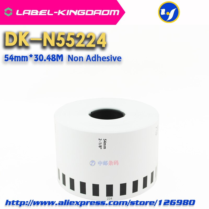 10 Refill Rolls Generieke DK-N55224 Label Niet-klevende 54mm * 30.48M Continu Compatibel voor Brother Label Printer DK-N5224