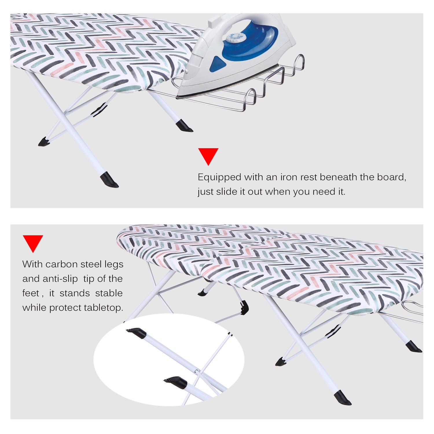 Foldable Tabletop Ironing Board with Iron Rest Small Folding Ironing Board with Cotton Cover for Household Hotel Travel