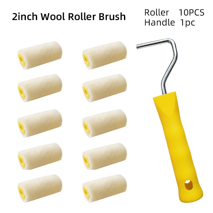 Kit de pincel em rolo de espuma para crianças, rolos de pintura com esponja para decoração de parede, ferramentas de pintura com 11 unidades e 2 polegadas: Branco cremoso