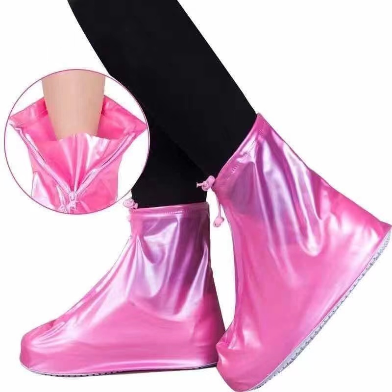 Silicone Waterproof Shoe Cover Unisex Shoes Protectors Rain Boots for Indoor Outdoor Rainy Reusable non-slip shoe Cover: black / XL
