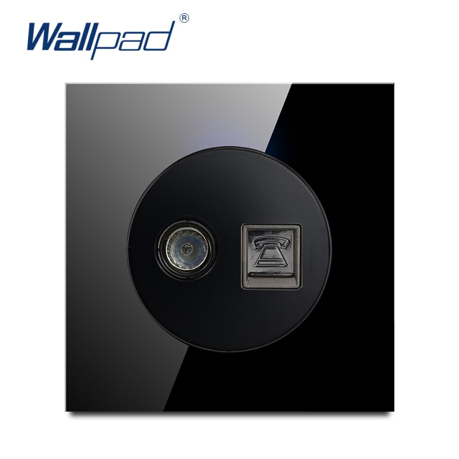 Wallpad Random Click Push Button Wall Light Switch With LED Indicator Socket Black Tempered Glass Panel For Home: TV TEL