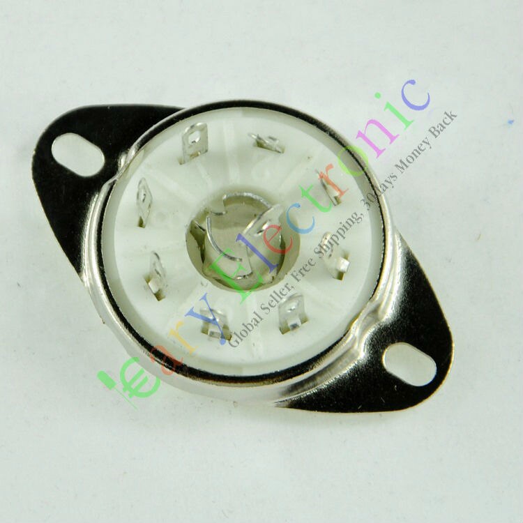 8-Piece Ceramic Vacuum Tube Socket - Silver 8-Pin Loctal Valve Base for Audio Amps