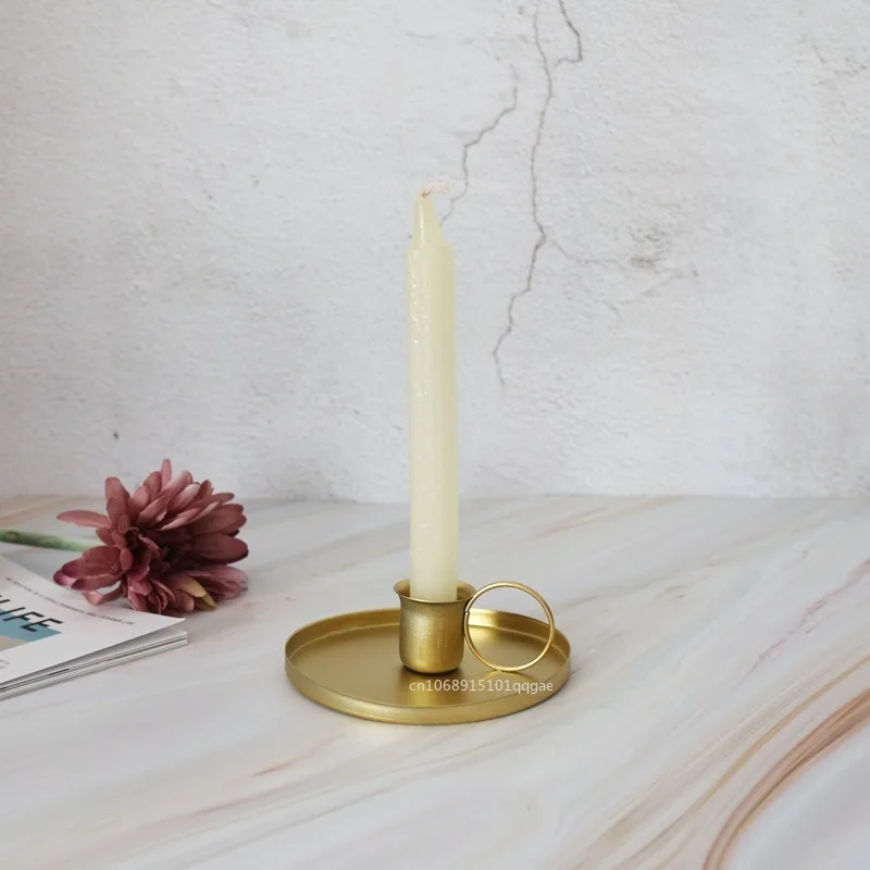 Candle Holder Desktop Candlestick Adornment Metal Candlestick Taper Candle Holder with Handle Home Wedding Decorations
