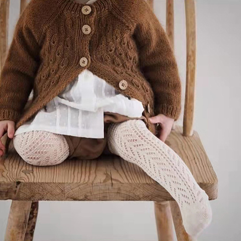 2022 neue Frühjahr Baby Mädchen Baumwolle Gamaschen Aushöhlen Einfarbig Strumpfhosen Kleinkind freundlicher Strumpfhosen freundlicher Strümpfe 0-24 monate