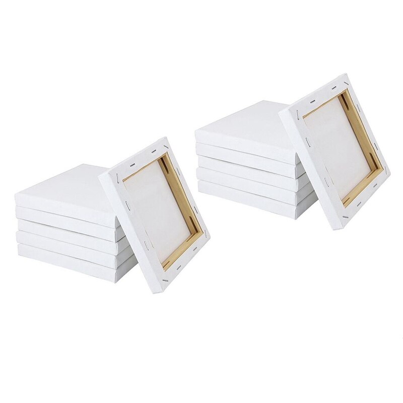 12PCS Mini Stretched Canvas 15X15cm Cotton White Blank Canvas Art Board Small Size for Acrylic Craft Drawing Decor: Default Title