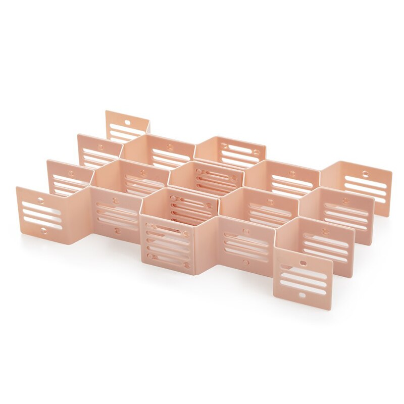 12 unids/set de cajón de la casa de nido de abeja organizador de almacenamiento tablero de partición para ropa interior calcetines red cajón compartimento: Rosa