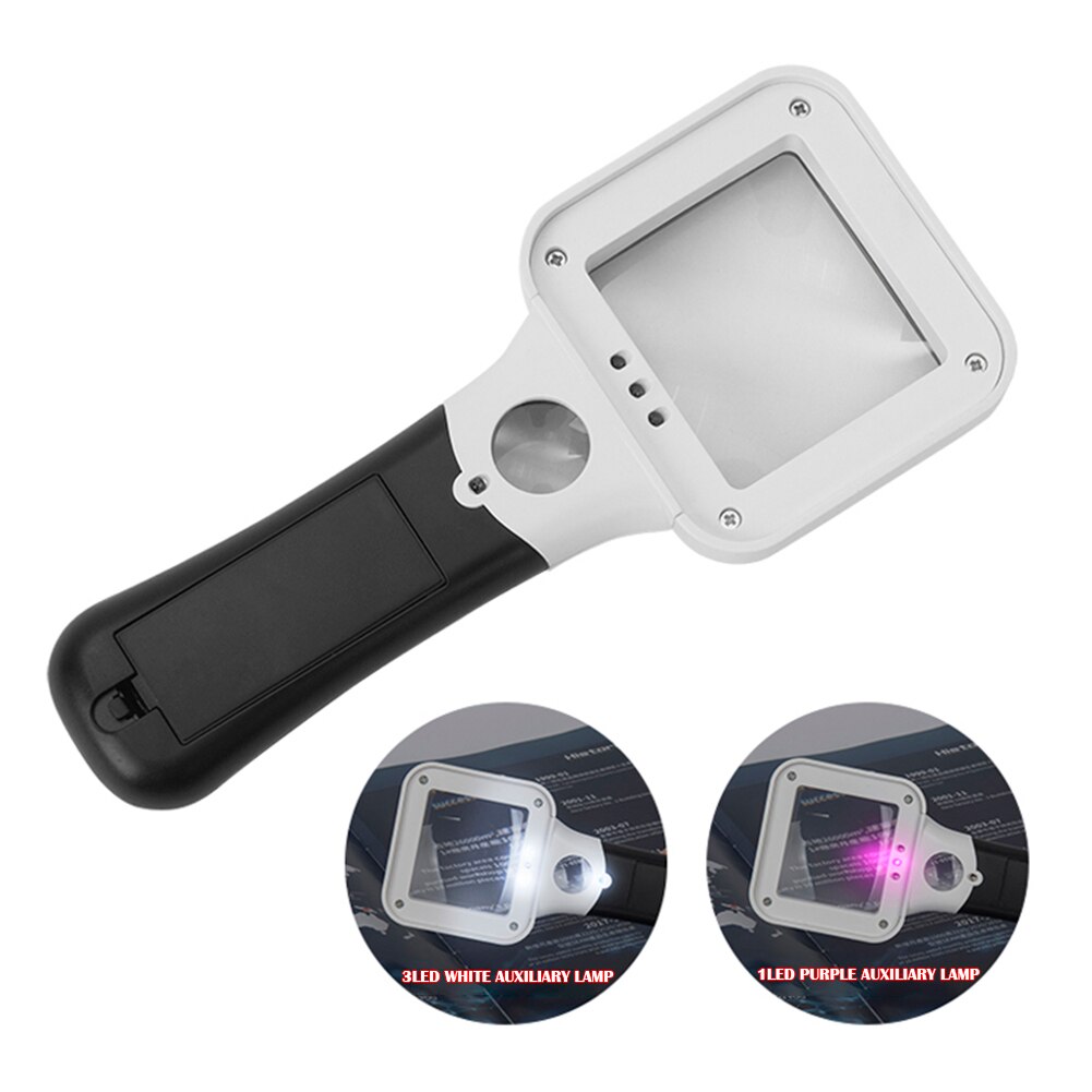 Illuminated Magnifier with 3 LED Light +UV Lamp Reading Illuminated Magnifier 5x 45x Magnifying Tool
