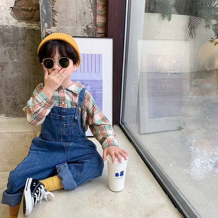 Tuta casual in denim per bambini primavera autunno bambini tasche larghe pagliaccetti: 4T