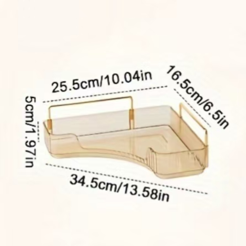 Triangular storage box rack, light luxury corner cosmetics rack, transparent bathroom jewelry rack.: light yellow