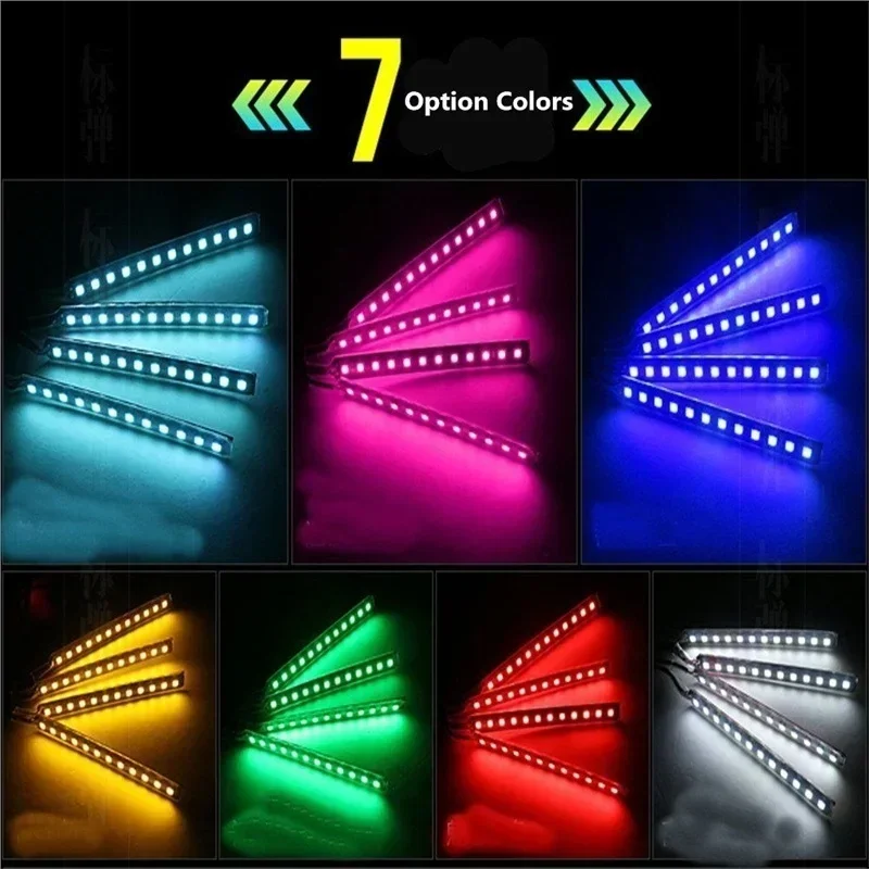 Striscia portato RGB per auto 12V che cambia colore Luce ambientale con telecomando per la decorazione di interni dell'auto messa in piega 1 impostato: Default Title