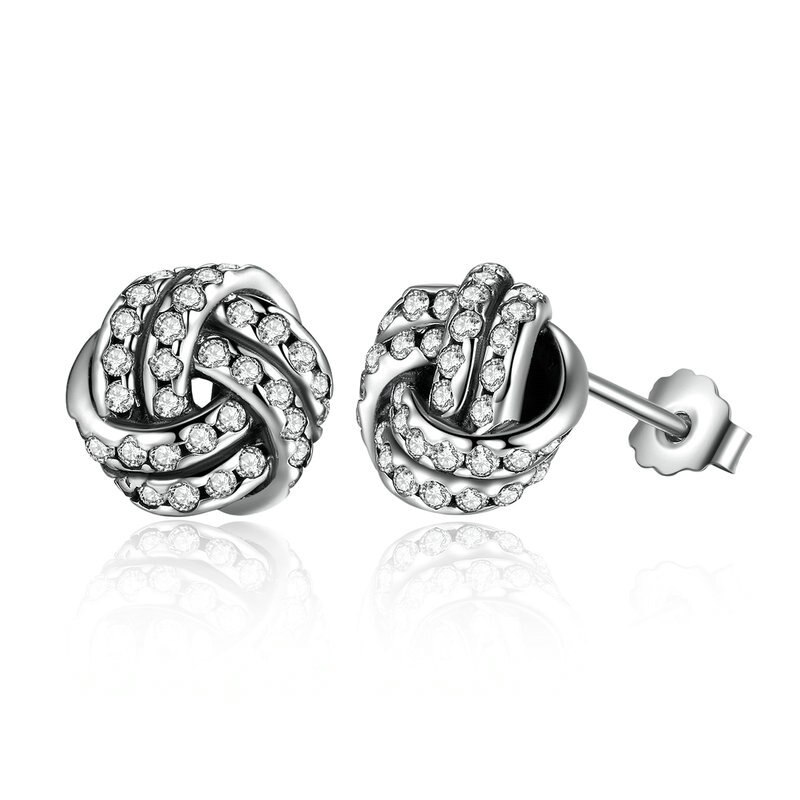 100% 925 Sterling Silver Classic Authentic Combination Earrings Ladies Charm DIY Jewelry: 6086