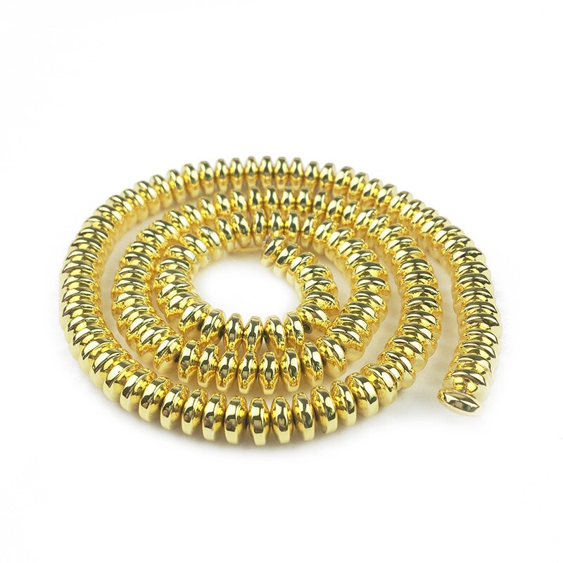 Owalne poszycie hematyt koraliki Silvers różowe złoto płaskie okrągły element dystansowy luźny koralik 4 6 8mm bransoletka wisiorek do tworzenia biżuterii DIY: 18K Gold Color / 4mm 180Pcs 1Strand
