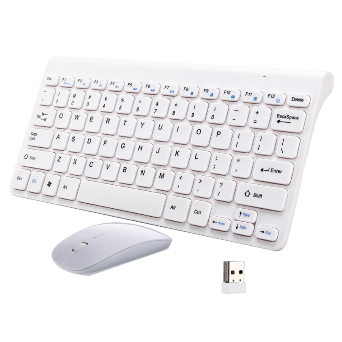 1Set Automatische Pairing Usb Draadloze 2.4Ghz Toetsenbord Muis Set Verstelbare Dpi Comfortabele Toetsenbord Set Voor Computer Pc: WHITE