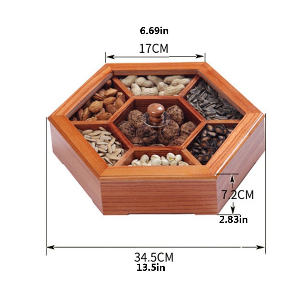 Plateau de fruits secs cloison créative avec couvercle plateau Simple plateau de bonbons assiette de graines de Melon boîte à grille en bois